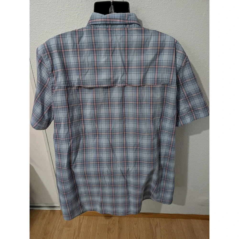 Free Country Plaid Button Front Shirt Men's XXL Blue‎ Pink Short Sleeve Fishing